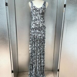 Poupette St. Barth Black and White Sleeveless V-Neck Gown